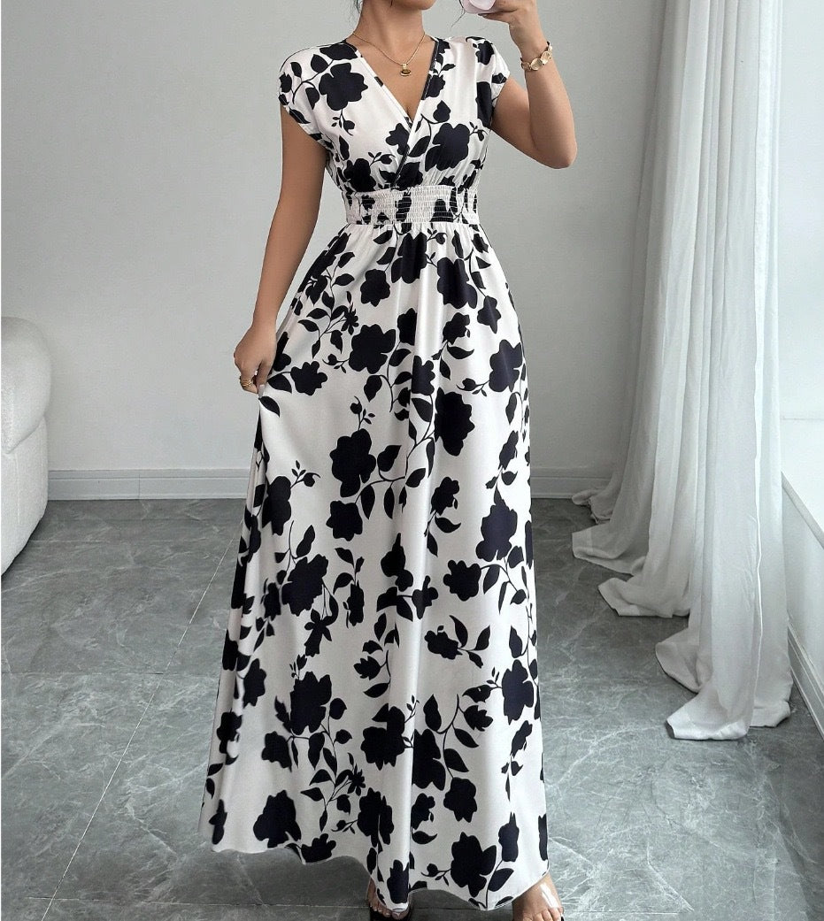 Robe à manches courtes lacé